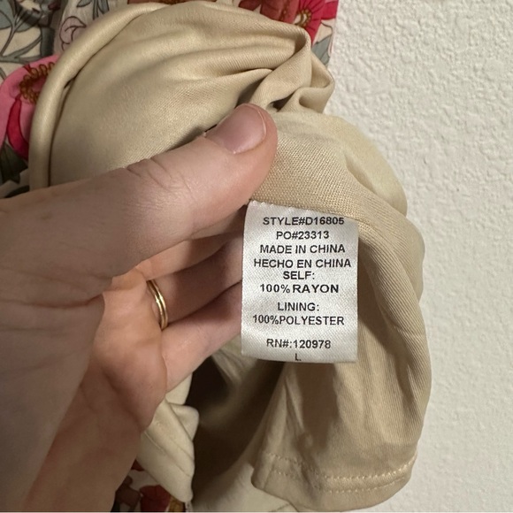 Floral Print Maxi Dress L Long Sleeve V Neck Lined Boho Hippie - Picture 6 of 7